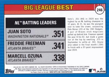 2021 Topps Big League #246 NL Batting Leaders (Juan Soto / Freddie Freeman / Marcell Ozuna) Back