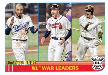 2021 Topps Big League #256 NL WAR Leaders (Mookie Betts / Freddie Freeman / Manny Machado) Front