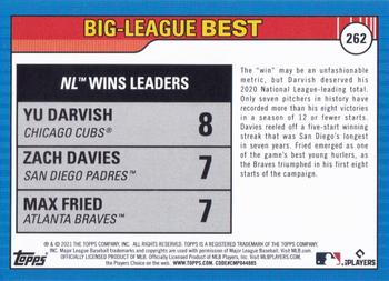 2021 Topps Big League #262 NL Wins Leaders (Yu Darvish / Zach Davies / Max Fried) Back