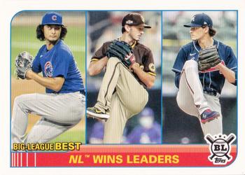 2021 Topps Big League #262 NL Wins Leaders (Yu Darvish / Zach Davies / Max Fried) Front
