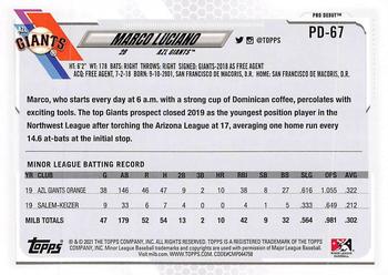 2021 Topps Pro Debut #PD-67 Marco Luciano Back