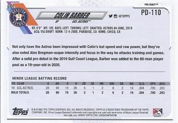 2021 Topps Pro Debut #PD-110 Colin Barber Back
