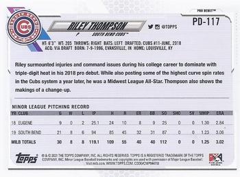 2021 Topps Pro Debut #PD-117 Riley Thompson Back