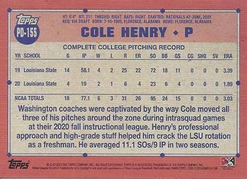 2021 Topps Pro Debut #PD-155 Cole Henry Back
