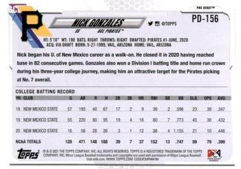 2021 Topps Pro Debut #PD-156 Nick Gonzales Back
