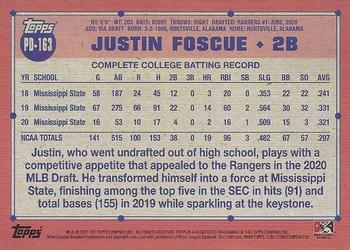 2021 Topps Pro Debut #PD-163 Justin Foscue Back