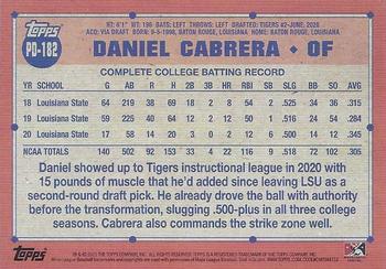 2021 Topps Pro Debut #PD-182 Daniel Cabrera Back