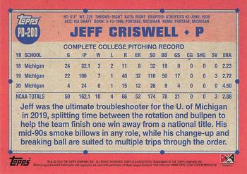 2021 Topps Pro Debut #PD-200 Jeff Criswell Back