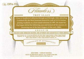 2020 Panini Flawless - Dual Patch Autographs Gold #DPA-TG Troy Glaus Back