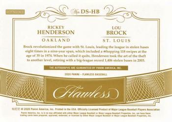 2020 Panini Flawless - Dual Signatures Ruby #DS-HB Lou Brock / Rickey Henderson Back