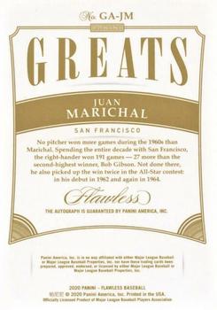 2020 Panini Flawless - Greats Autographs Gold #GA-JM Juan Marichal Back