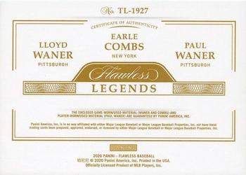 2020 Panini Flawless - Triple Legends #TL-1927 Earle Combs / Lloyd Waner / Paul Waner Back