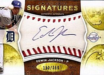 2009 Upper Deck Sweet Spot - Signatures Red Stitch Blue Ink #S-EJ Edwin Jackson Front