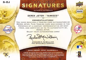2009 Upper Deck Sweet Spot - Signatures Red Stitch Red Ink #S-DJ Derek Jeter Back