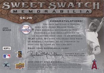 2009 Upper Deck Sweet Spot - Swatches #SS-JW Jered Weaver Back