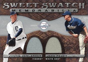 2009 Upper Deck Sweet Spot - Swatches Dual #DS-PV Justin Verlander / Jake Peavy Front