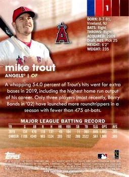 2020 Stadium Club Chrome - X-Fractor #1 Mike Trout Back