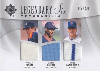 2009 Upper Deck Ultimate Collection - Legendary Six Memorabilia #L6M-4 Ozzie Smith / Cal Ripken Jr. / Ryne Sandberg / Carlton Fisk / Nolan Ryan / Sparky Anderson Front