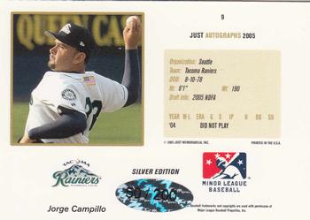 2005 Just Autographs - Silver #9 Jorge Campillo Back