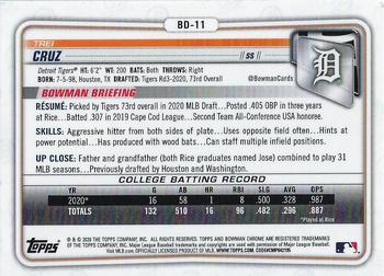 2020 Bowman Draft - Chrome #BD-11 Trei Cruz Back