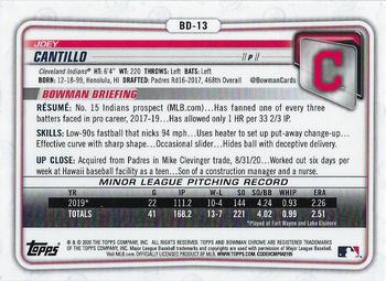 2020 Bowman Draft - Chrome #BD-13 Joey Cantillo Back