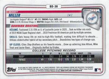 2020 Bowman Draft - Chrome #BD-38 Bobby Miller Back