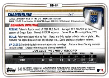 2020 Bowman Draft - Chrome #BD-84 Christian Chamberlain Back