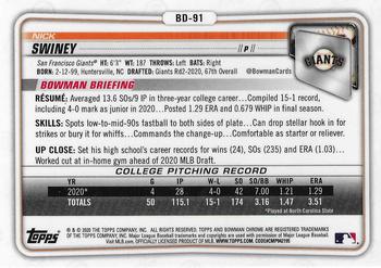 2020 Bowman Draft - Chrome #BD-91 Nick Swiney Back