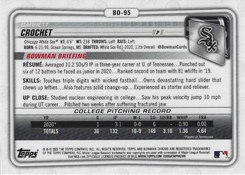 2020 Bowman Draft - Chrome #BD-95 Garrett Crochet Back