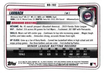 2020 Bowman Draft - Chrome #BD-102 Trevor Larnach Back