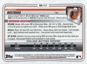 2020 Bowman Draft - Chrome #BD-111 Jordan Westburg Back