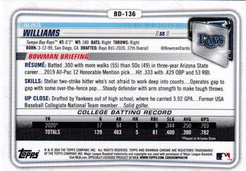 2020 Bowman Draft - Chrome #BD-136 Alika Williams Back