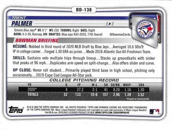 2020 Bowman Draft - Chrome #BD-138 Trent Palmer Back