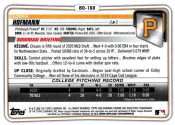 2020 Bowman Draft - Chrome #BD-160 Logan Hofmann Back