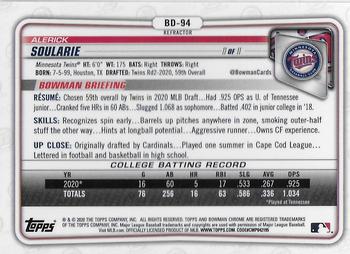 2020 Bowman Draft - Chrome Refractor #BD-94 Alerick Soularie Back