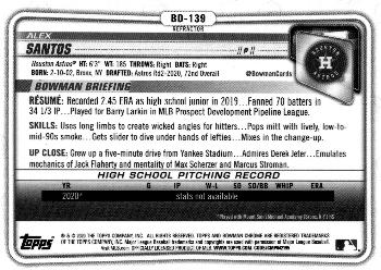 2020 Bowman Draft - Chrome Refractor #BD-139 Alex Santos Back