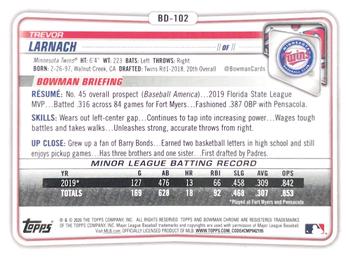2020 Bowman Draft - Chrome Purple #BD-102 Trevor Larnach Back