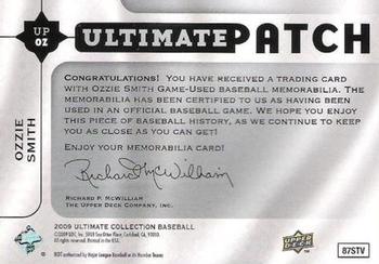 2009 Upper Deck Ultimate Collection - Ultimate Patch #UPOZ Ozzie Smith Back