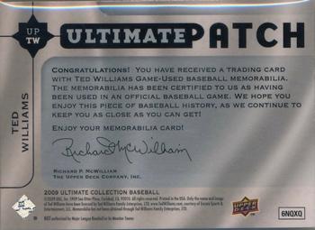 2009 Upper Deck Ultimate Collection - Ultimate Patch #UPTW Ted Williams Back
