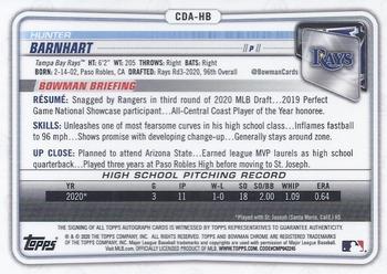 2020 Bowman Draft - Chrome Draft Pick Autographs #CDA-HB Hunter Barnhart Back