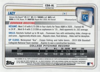 2020 Bowman Draft - Chrome Draft Pick Autographs Refractor #CDA-AL Asa Lacy Back