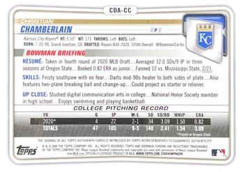 2020 Bowman Draft - Chrome Draft Pick Autographs Black #CDA-CC Christian Chamberlain Back
