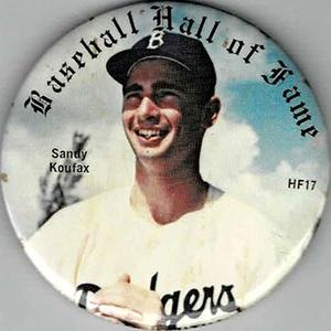 1978 Sports Photo Associates Hall of Fame Buttons Series 1 #HF17 Sandy Koufax Front