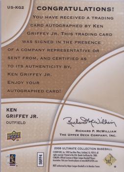 2009 Upper Deck Ultimate Collection - Ultimate Signatures #US-KG2 Ken Griffey Jr. Back