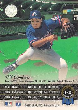 1993 Leaf - Gold Leaf Rookies #2 Wil Cordero Back