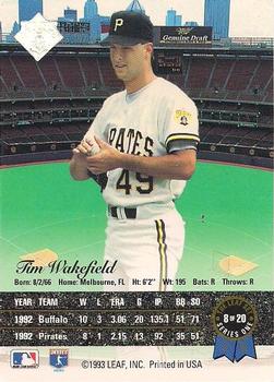 1993 Leaf - Gold Leaf Rookies #8 Tim Wakefield Back