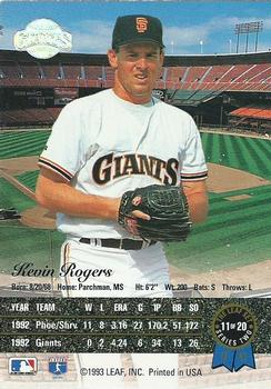 1993 Leaf - Gold Leaf Rookies #11 Kevin Rogers Back
