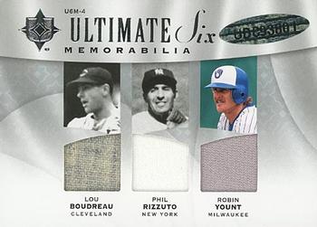 2009 Upper Deck Ultimate Collection - Ultimate Six Memorabilia #U6M-4 Lou Boudreau / Ozzie Smith / Cal Ripken Jr. / Derek Jeter / Phil Rizzuto / Robin Yount Back