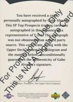1995 SP Top Prospects - Autographs Promos #NNO Gabe Alvarez Back