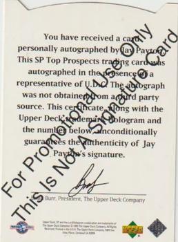 1995 SP Top Prospects - Autographs Promos #NNO Jay Payton Back